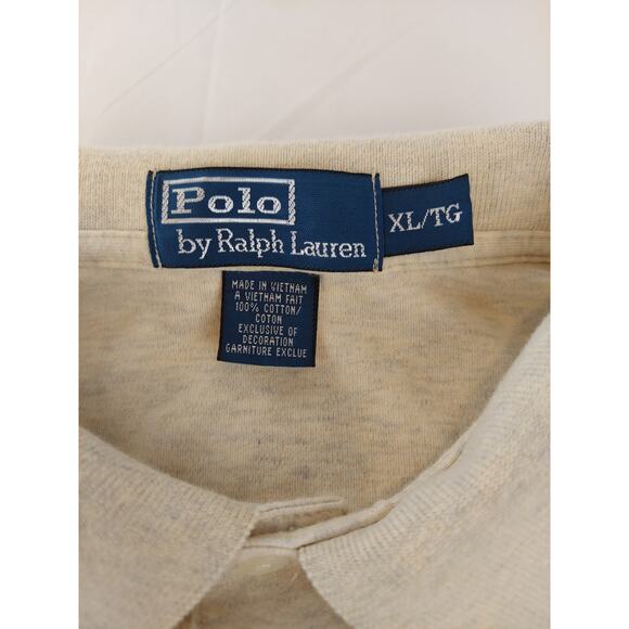 Vintage Polo Ralph Lauren Men's Heather Beige Short Sleeve Polo Preppy Shirt XL - Picture 4 of 10